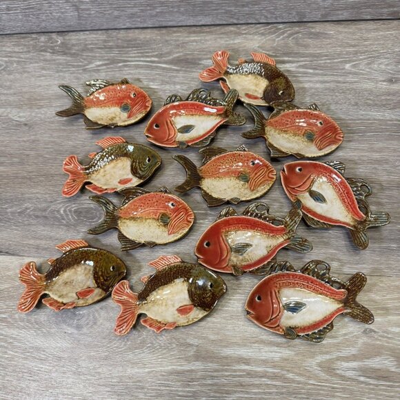 Pier 1 Other - Pier 1 Fish Shaped Sauce Plates Tea Bag Holders Sushi Dishes Set Of 12 Trinket